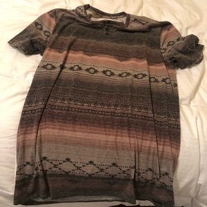 On the byas t shirt quarter button up brown stripe